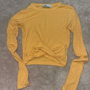 Cropped yellow crossover top